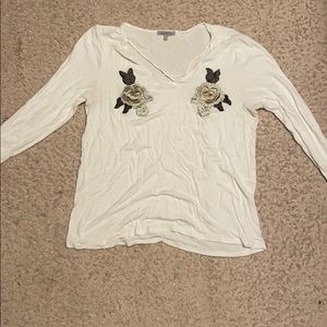 White rose embroidered shirt